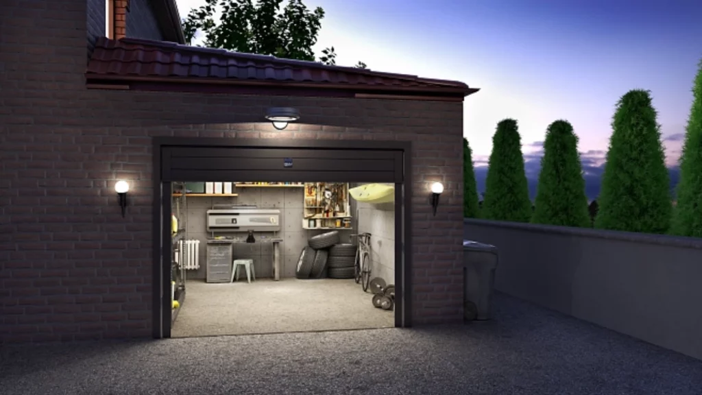 puerta de garaje de aluminio negro