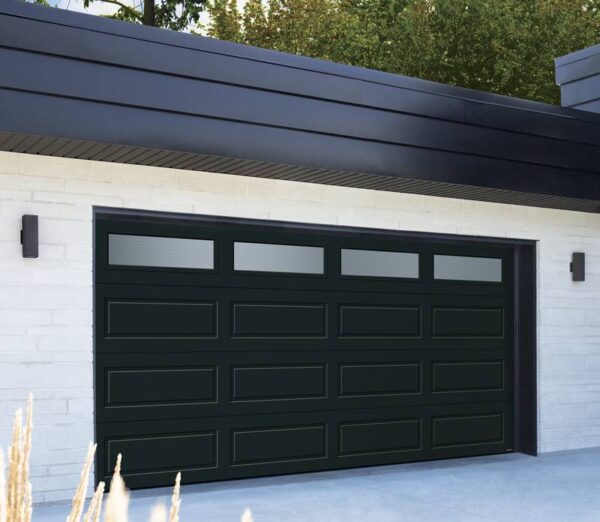 PU Foam Overhead Door Modern Automatic Wood Grain Single Sectional Garage Door-black