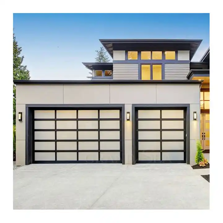 black aluminum garage door