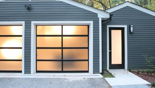 tempered clear glass garage door